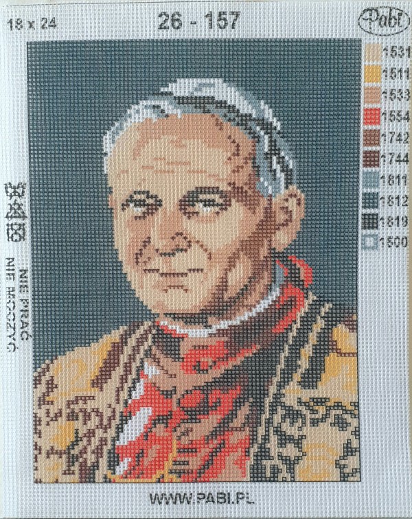 Kanwa z nadrukiem - Jan Paweł II 18x24 cm