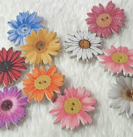 Guziki kwiatki gerbera MIX 10szt.