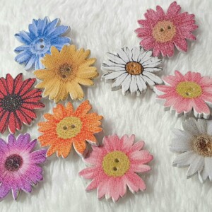 Guziki kwiatki gerbera MIX 10szt.