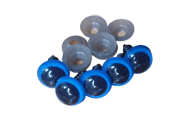 Oczka do maskotek wkręcane, plastikowe z zatyczką 12mm - niebieskie