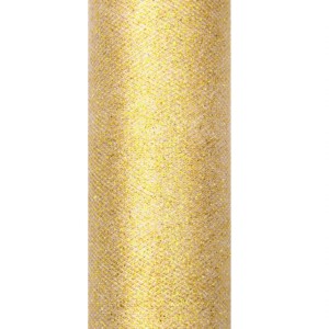 Tiul glittery 15cmx9m - złoty