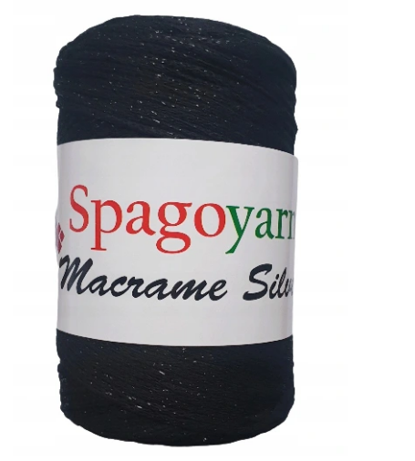 Włóczka Spagoyarn Macrame Silver kol. 021 czarny