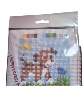 Haftuj z mamą- komplet do haftu gobelinowego-piesek