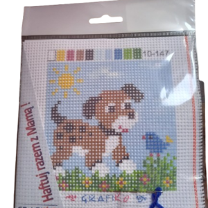 Haftuj z mamą- komplet do haftu gobelinowego-piesek